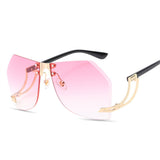 Women Oversized Rimless Sunglasses - Glassesix